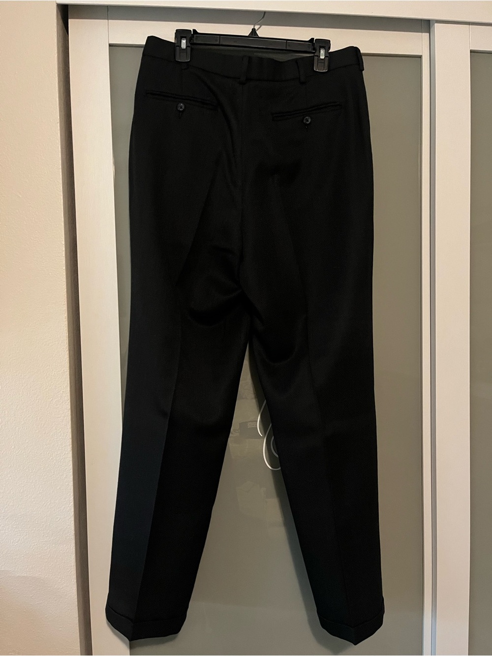 Men's Black Dress Pants - Classic Tailored cuffed Trousers 507